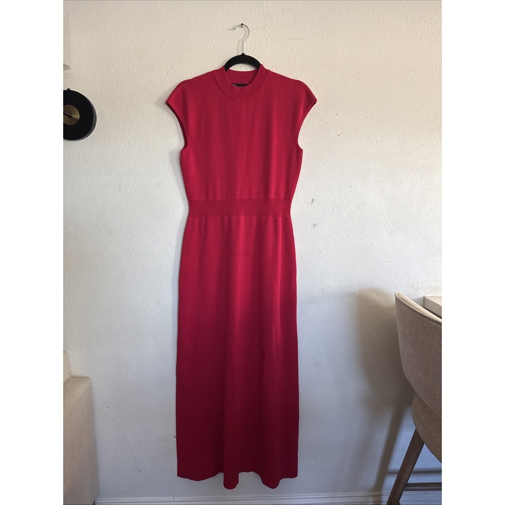 New York & Company Aline Maxi Dress Side Slit Dress Waist Cut Out‎ Sz L Hot Pink